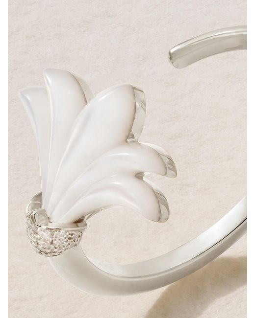 L'Atelier Nawbar Natural Mini Psychedeliah Vine 18-Karat, Mother-Of-Pearl And Diamond Ring