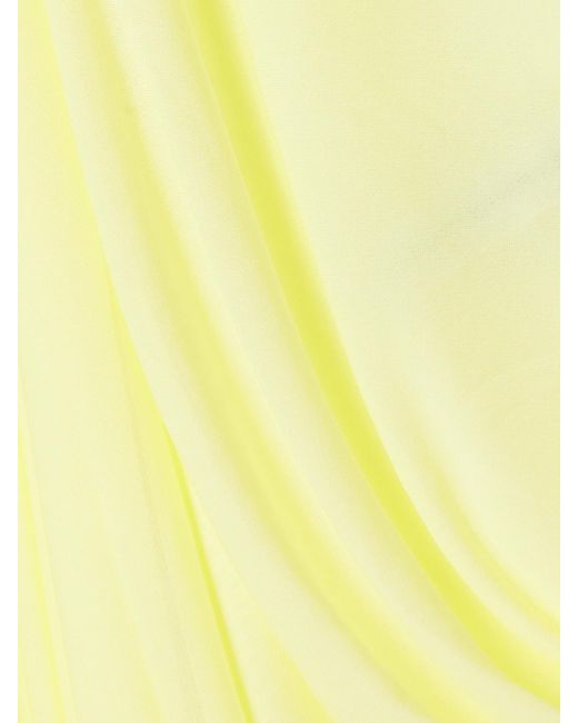 Christopher Esber Yellow Galathea Robe Aus Mesh Mit Raffungen Und Spitzenbesätzen
