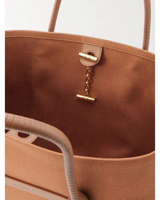 Loro Piana Brown Ghiera Large Leather-Trimmed Canvas Tote