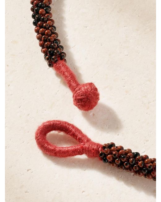 Marisa Klass Natural 18-Karat, Tourmaline And Tiger's Eye Necklace