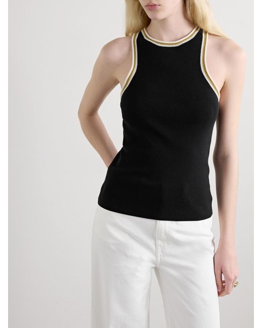 A.L.C. Black Nelly Tanktop Aus Twill Aus Einer Baumwollmischung Mit Häkelbesätzen