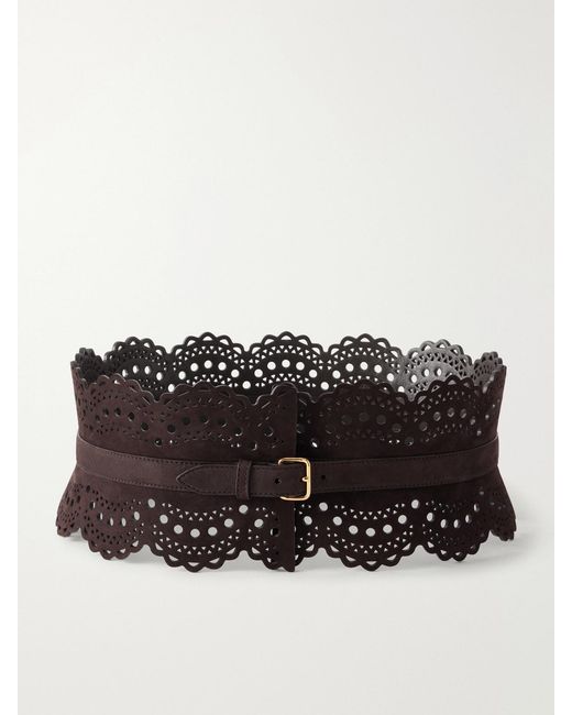 Alaïa Black Vienne Laser-Cut Leather Waist Belt