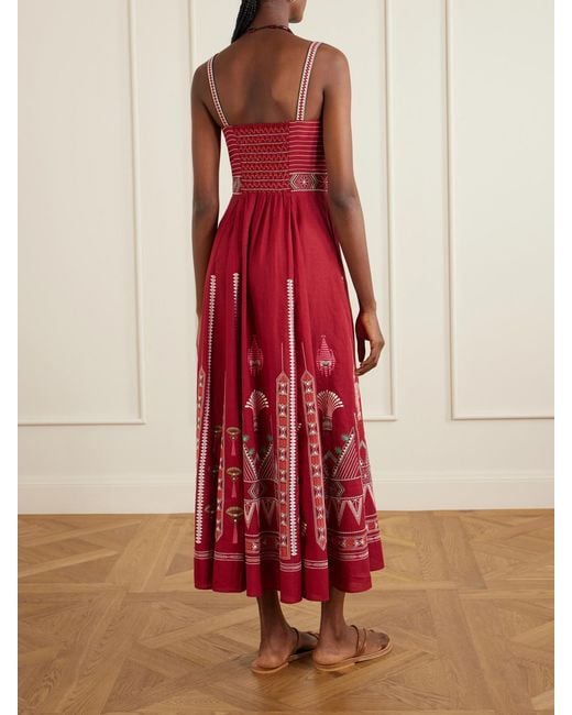 Emporio Sirenuse Elida Embroidered Linen And Cotton-Blend Maxi Dress