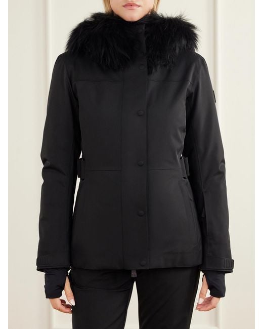 Moncler Black Loira Shearling-Trimmed Stretch-Shell Ski Jacket