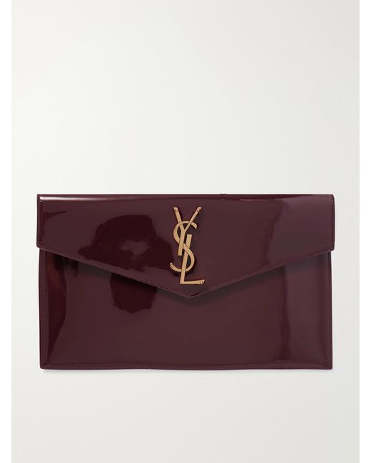 Saint Laurent Purple Uptown Patent-Leather Pouch