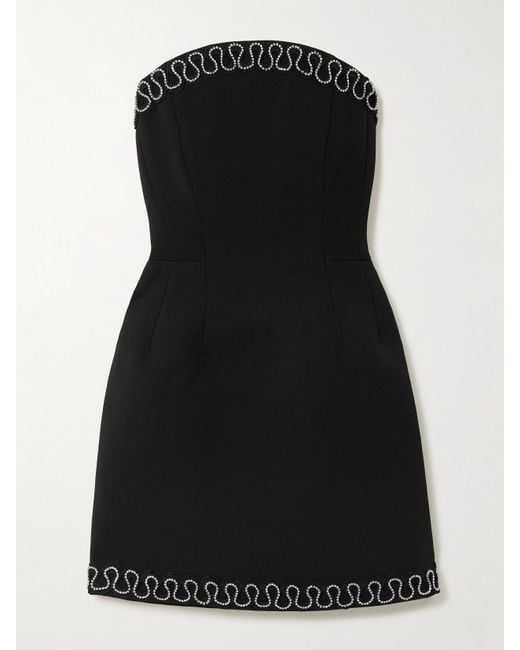 Rebecca Vallance Black Nyx Strapless Crystal-Embellished Crepe Mini Dress