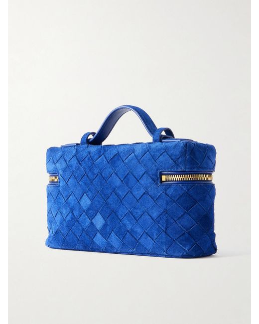 Bottega Veneta Blue Bang Bang Intrecciato Suede Tote