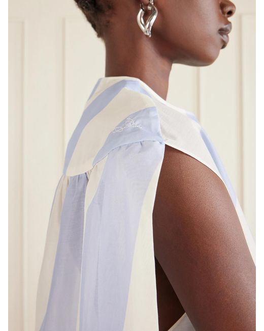 Jacquemus White Berlingot Striped Cotton-Blend Shirt Dress
