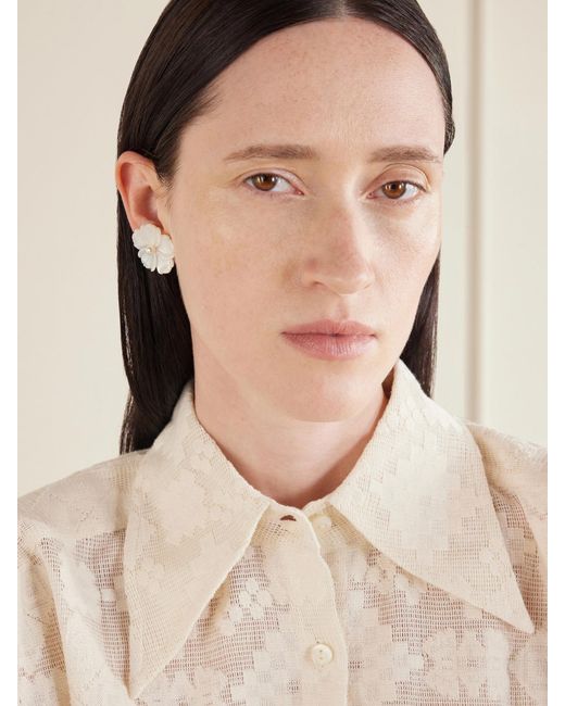 Jennifer Behr Natural Zia-Tone Mother-Of-Pearl Earrings