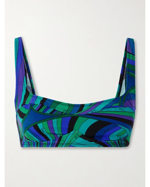 Emilio Pucci Blue Printed Bikini Top