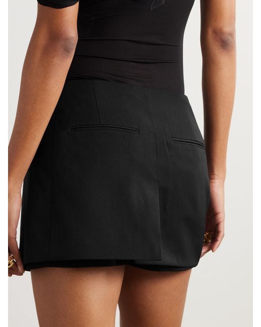 Balmain Black Wrap-Effect Button-Embellished Wool Shorts