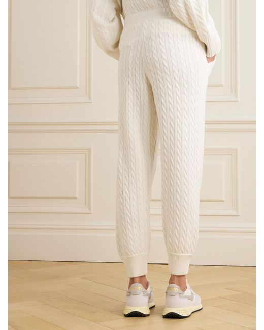 Brunello Cucinelli Natural Cable-Knit Cashmere Tapered Track Pants