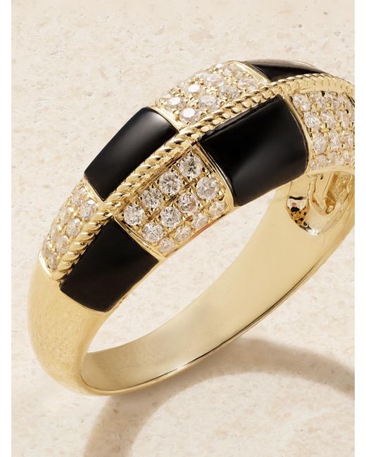 Yvonne Léon Natural Alliance 9-Karat, Onyx And Diamond Ring