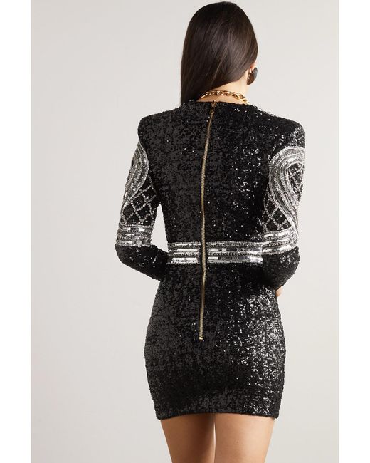 Balmain Black Minikleid Aus Crêpe Mit Verzierungen