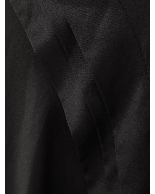 Saint Laurent Black Asymmetric Tiered Silk-Satin Maxi Dress