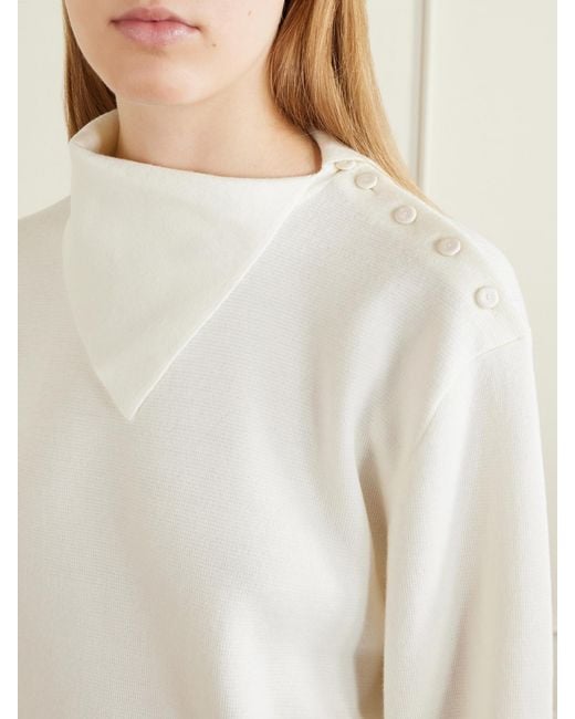 Rohe White Asymmetric Merino Wool-Blend Sweater
