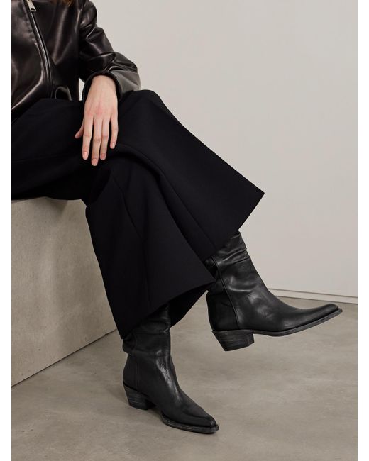 Khaite Black Clive Leather Boots