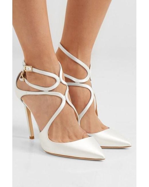 Jimmy Choo Lancer 100 Satin Pumps in White Lyst