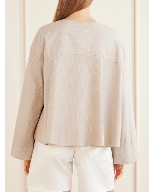 Kallmeyer Natural Marguerite Striped Cotton-Poplin Blouse