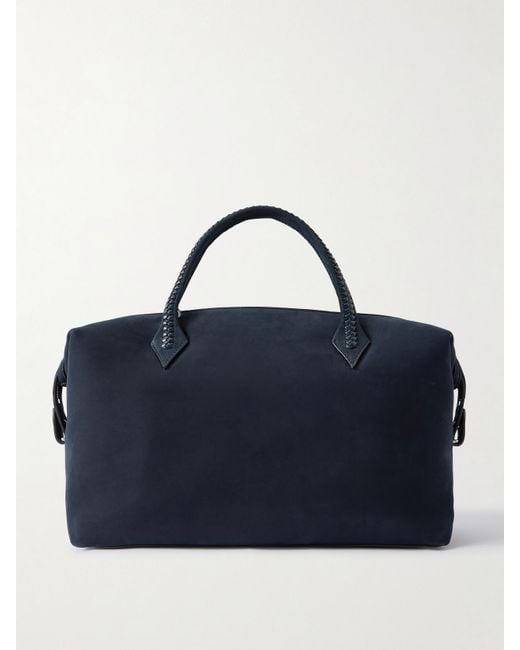 Metier Blue Vérité City Braided Leather-Trimmed Nubuck Tote