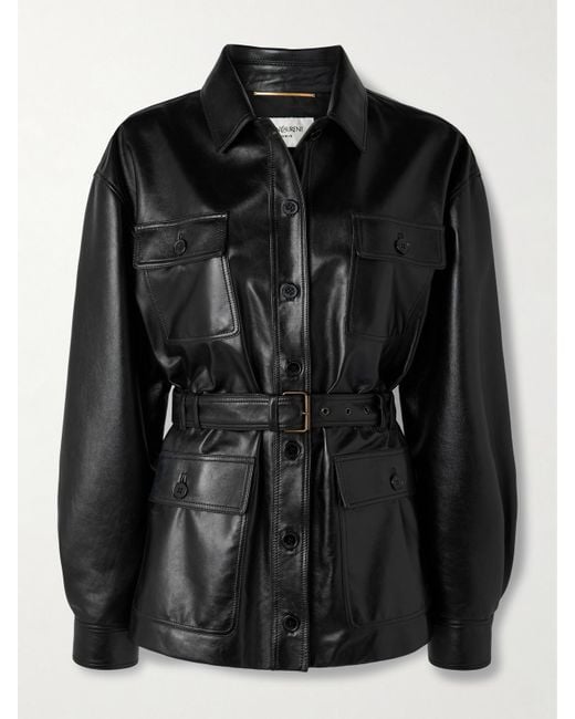 Saint Laurent Black Belted Leather Jacket