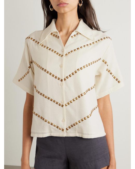 Alix Of Bohemia Natural Stevie Hemd Aus Woll-Twill Mit Nieten