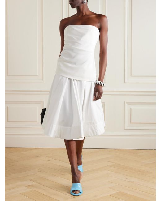 Jacquemus White Salon Pleated Cotton-Poplin Midi Skirt