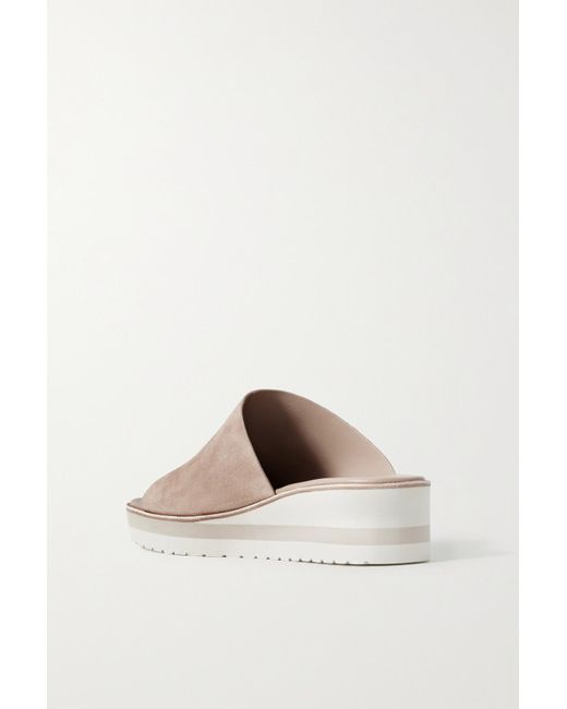 Vince Sarria Suede Platform Wedge Mules in Natural Lyst