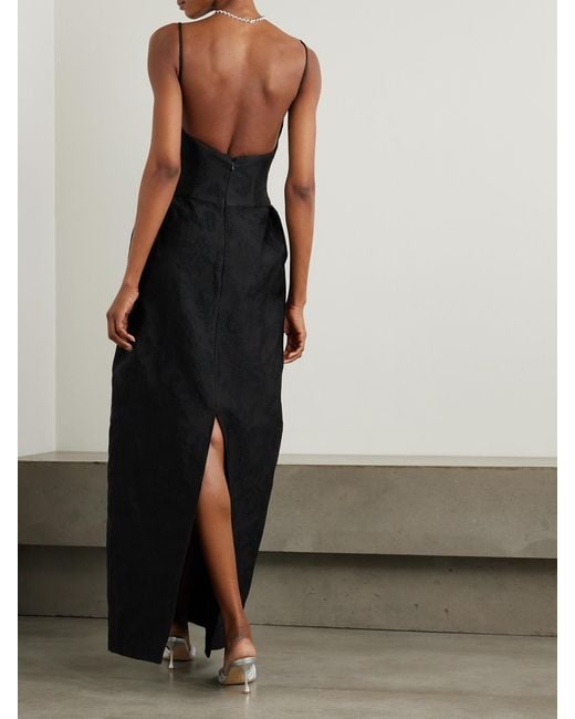 Emilia Wickstead Black Kiril Draped Jacquard Gown