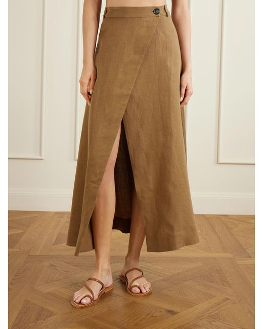LeKasha Natural Rayi Linen Maxi Skirt
