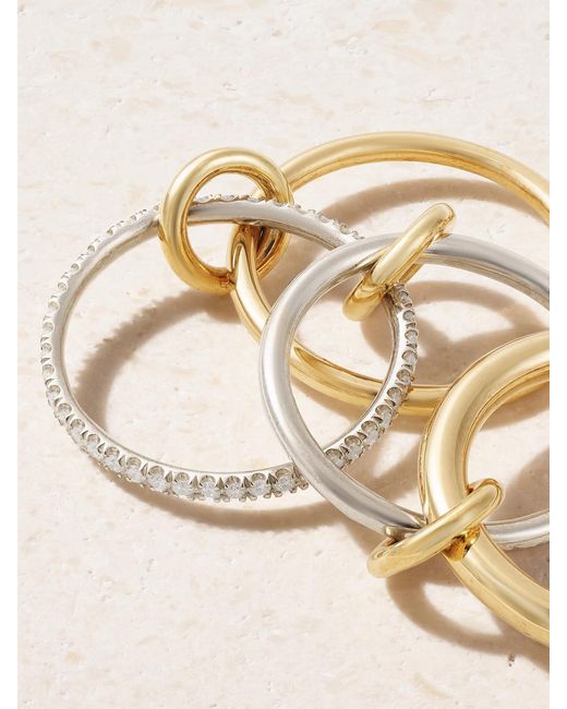 Spinelli Kilcollin Natural Callista Set Of Four Sterling And 18-Karat Diamond Rings