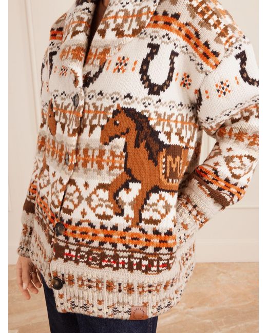 Stella McCartney Brown Jacquard-Knit Wool Cardigan
