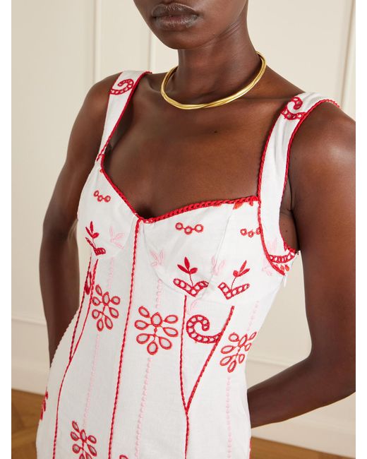 Charo Ruiz Pink Naia Tiered Broderie Anglaise Cotton-Blend Midi Dress
