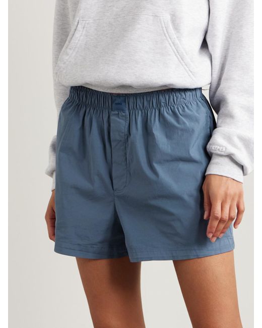Skims Blue Cotton-Blend Poplin Boxer – Harbor – Boxershorts Aus Popeline Aus Einer Baumwollmischung