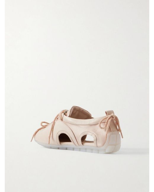 Simone Rocha Natural Ballerina Cutout Suede-Trimmed Satin Sneakers
