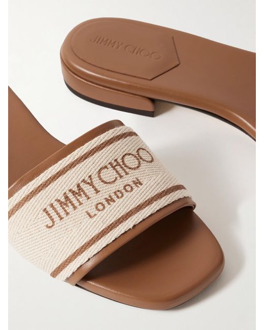 Jimmy Choo Natural Joa Pantoletten Aus Canvas Und Leder