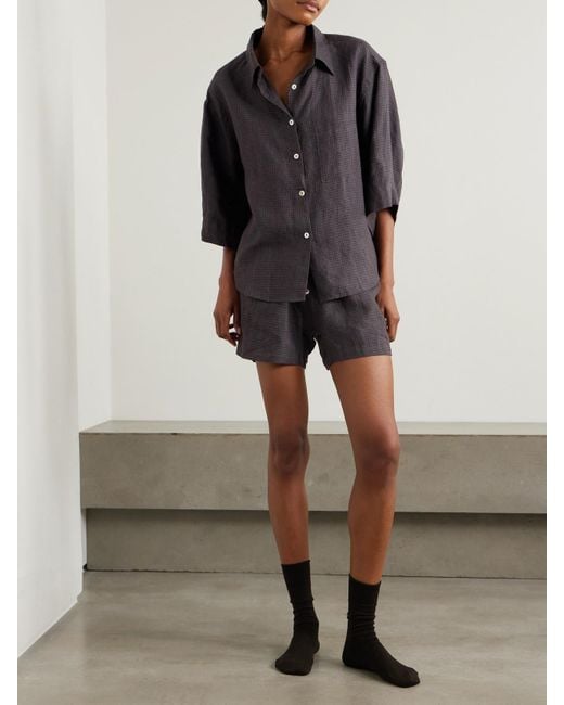 Deiji Studios Black 03 Pyjama Aus Kariertem Leinen
