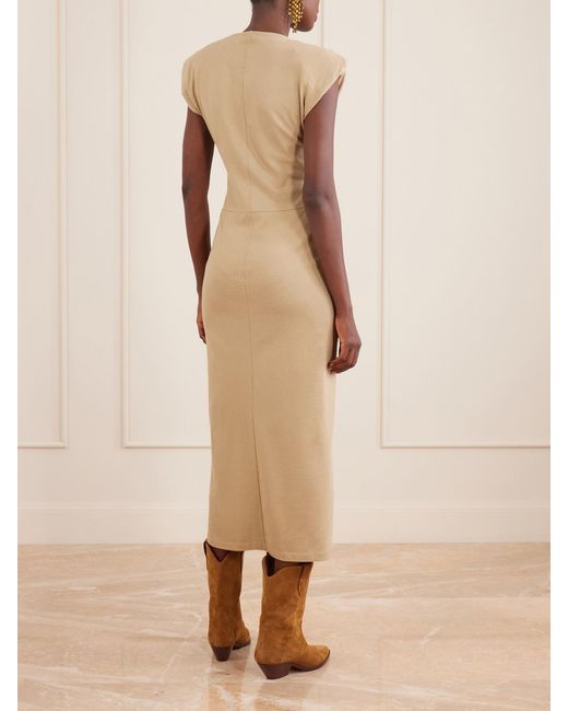 Isabel Marant Natural Nadra Gathered Cotton Midi Dress