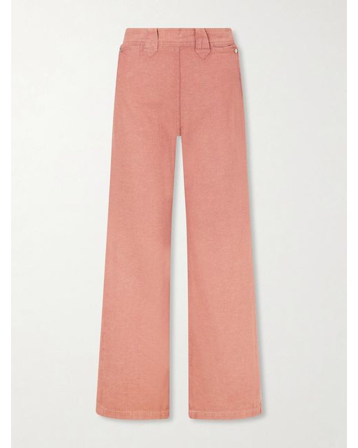 RRL Pink Billie Cotton And Linen-Blend Flared Pants