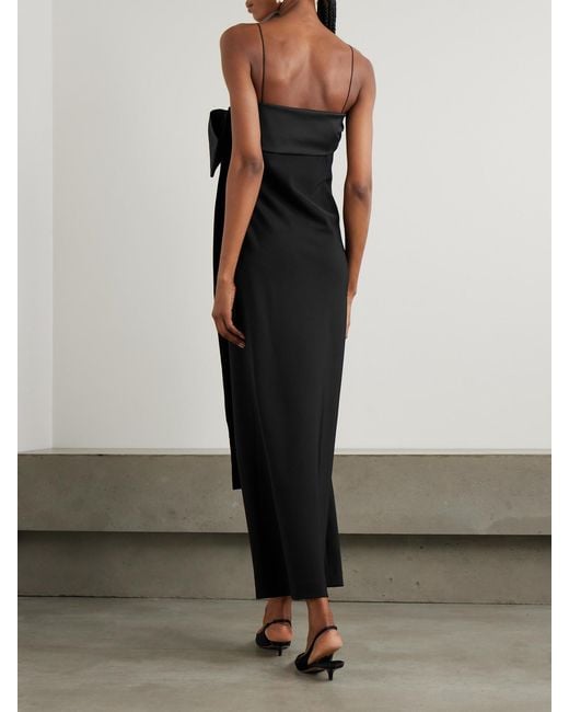 BERNADETTE Black Bart Bow-Embellished Taffeta-Trimmed Crepe De Chine Gown