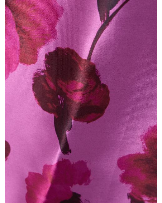 Erdem Purple Floral-Print Paneled Cotton-Blend Faille Midi Skirt