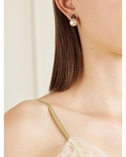 Jennifer Behr White Belen-Tone, Sapphire And Pearl Earrings