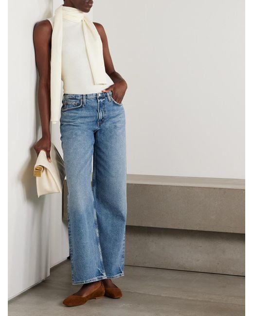 Agolde Blue Kiera Mid-Rise Wide-Leg Organic Jeans