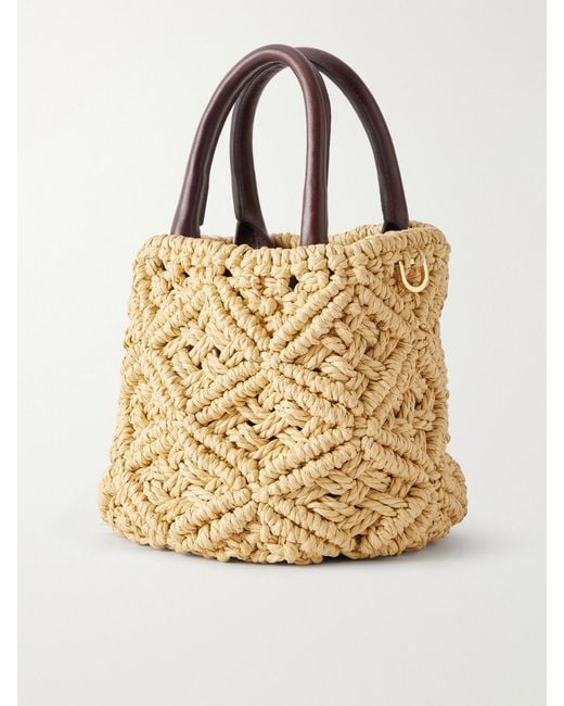 Amanu Metallic The Zanzibar Leather-Trimmed Raffia-Effect Woven Mini Bag