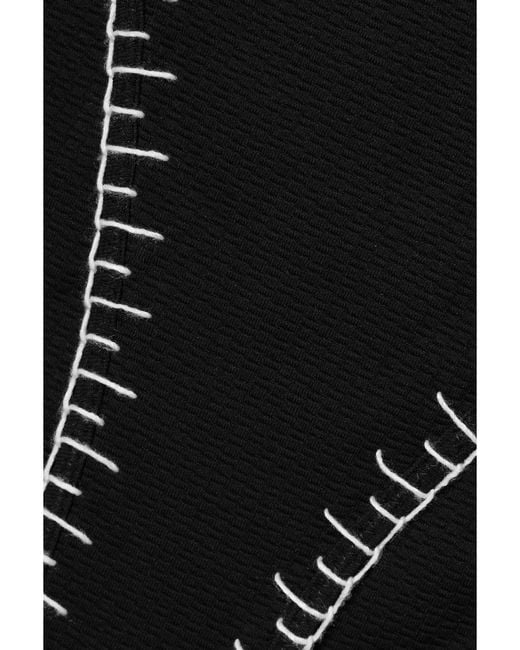 Marysia Swim Black Sole Embroidered Seersucker Bikini Briefs