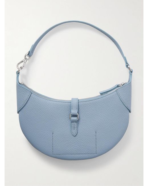 Polo Ralph Lauren Blue Polo Id Embellished Textured-Leather Shoulder Bag