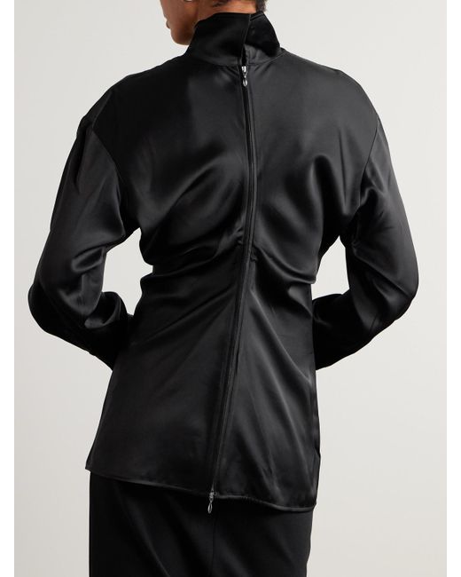 Blouse À Col Montant En Crêpe Satiné À Fronces Slouch Totême  en coloris Black