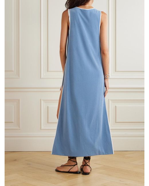 Marysia Swim Blue Aalto Crepe-Trimmed Cotton-Blend Terry Tunic