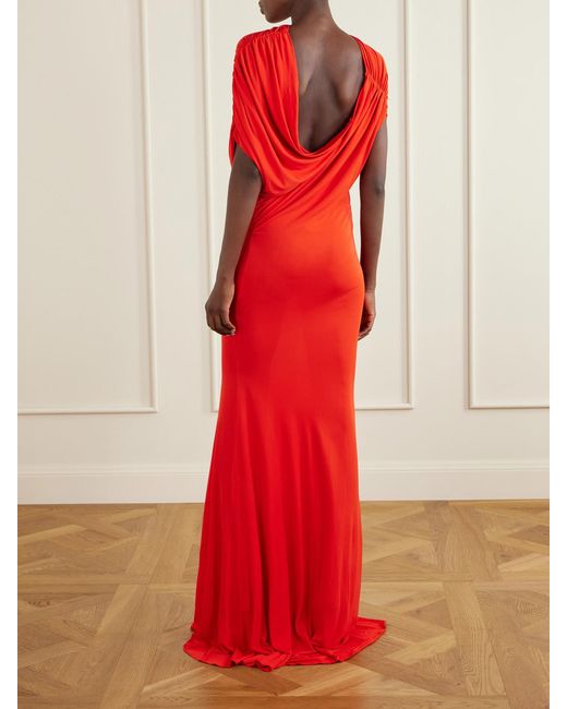 Alex Perry Red Draped Jersey Gown