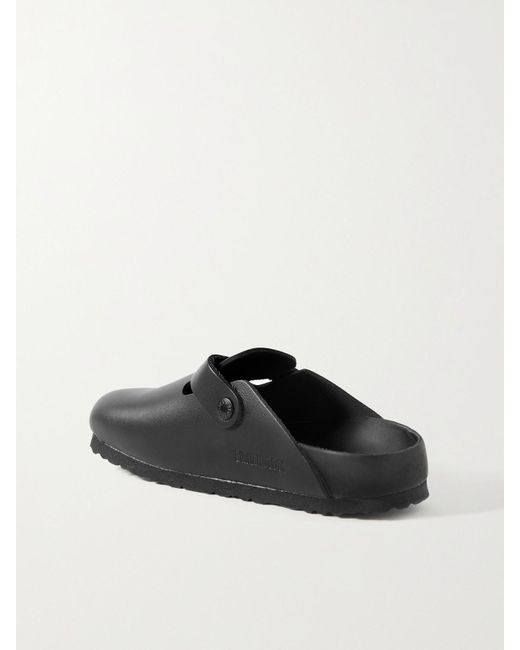 Birkenstock Black Boston Clogs Aus Leder Mit Velourslederbesatz